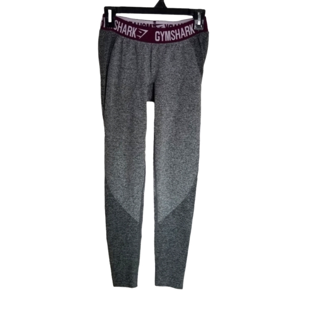 Gymshark Dry Workout Leggings  Gray With Purple Waistband Ladies Medium